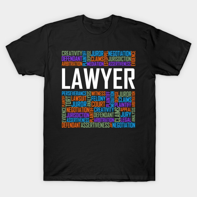 Lawyer Words T-Shirt by LetsBeginDesigns